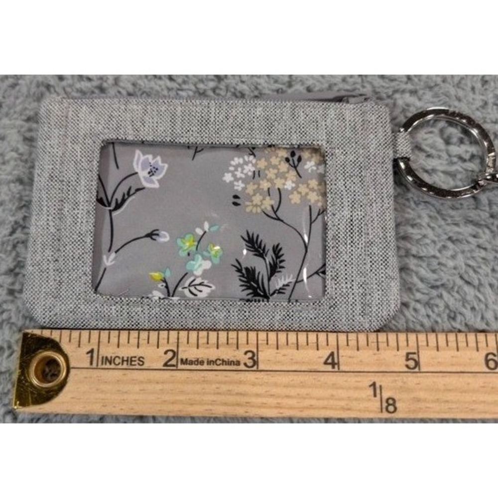 Vera Bradley Zip ID Case Lanyard Womens One Size Gray Heathered ReActive Floral - Picture 4 of 11